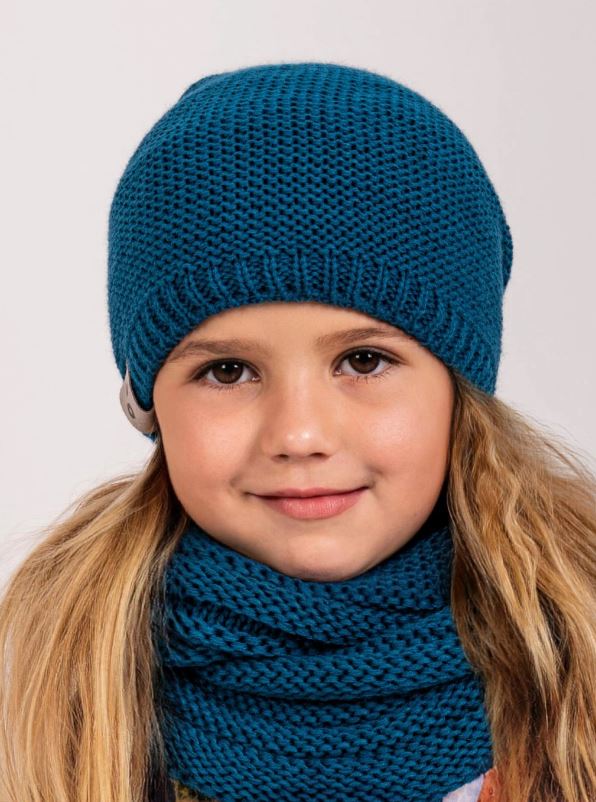 Pletená čepice Unuo petrolejová dětská