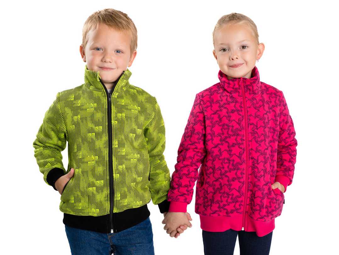 Teplejší dívčí mikina Betty mode tmavě růžová s hvězdami