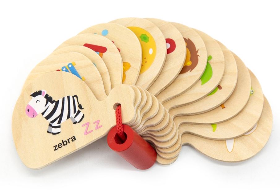 Sada 4 dřevěných knížek ZOO, Farma, Dopravní prostředky, Abeceda