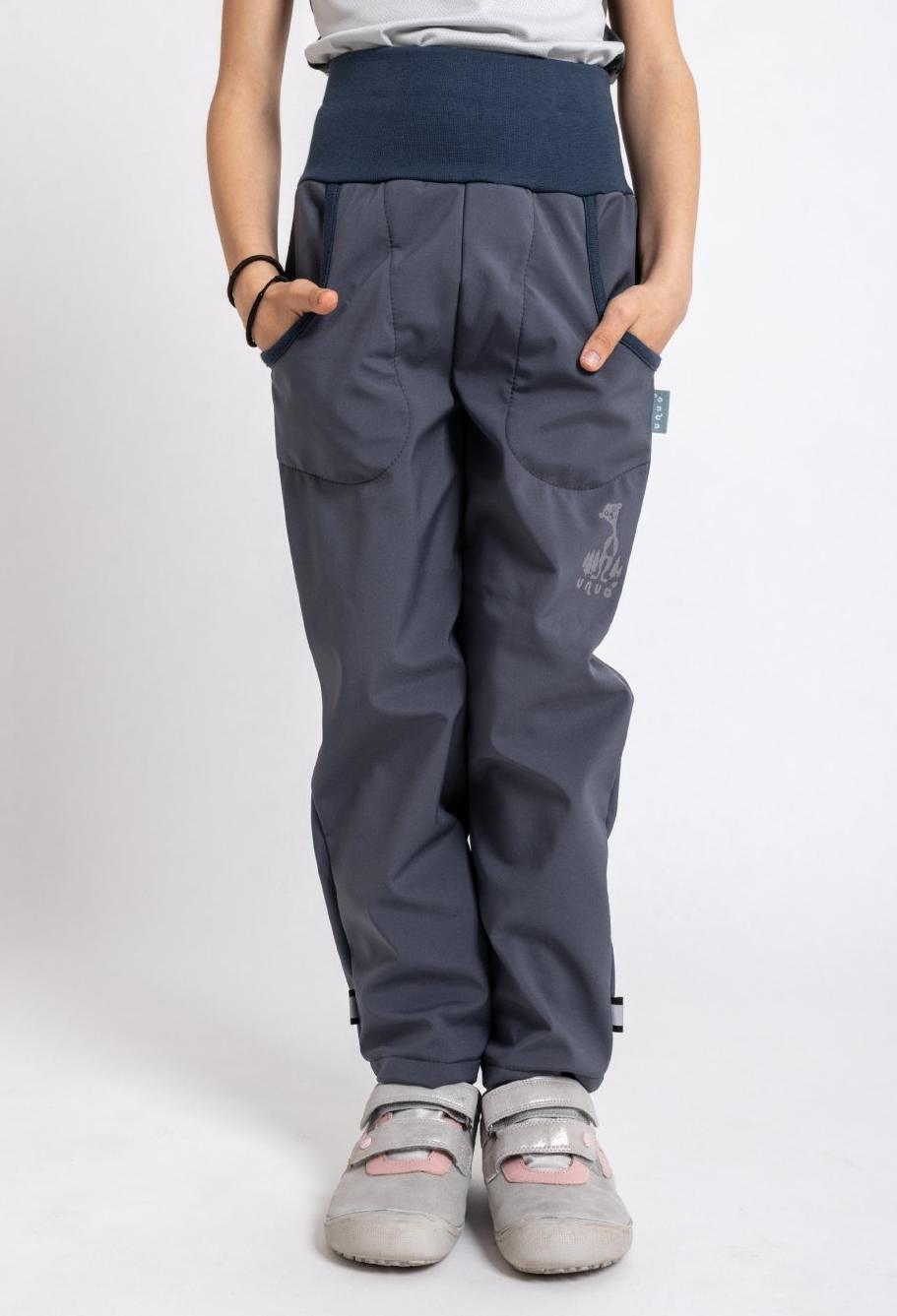 Dětské softshellové kalhoty Unuo s fleecem vel. 110/116 tmavě šedé