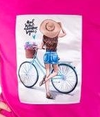 Dívčí tričko Betty mode vel. 152-170 tmavě růžové - dívka s kolem