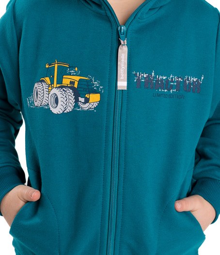 Chlapecká mikina Betty mode vel. 116,128,140 petrolejová s traktorem