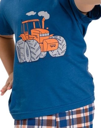 Chlapecké letní pyžamo Betty Mode tmavě modré traktor