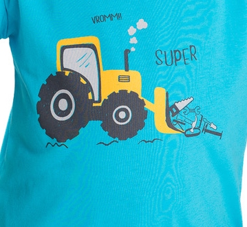 Chlapecké tričko Betty mode vel. 122,128  tyrkysové traktor s radlicí