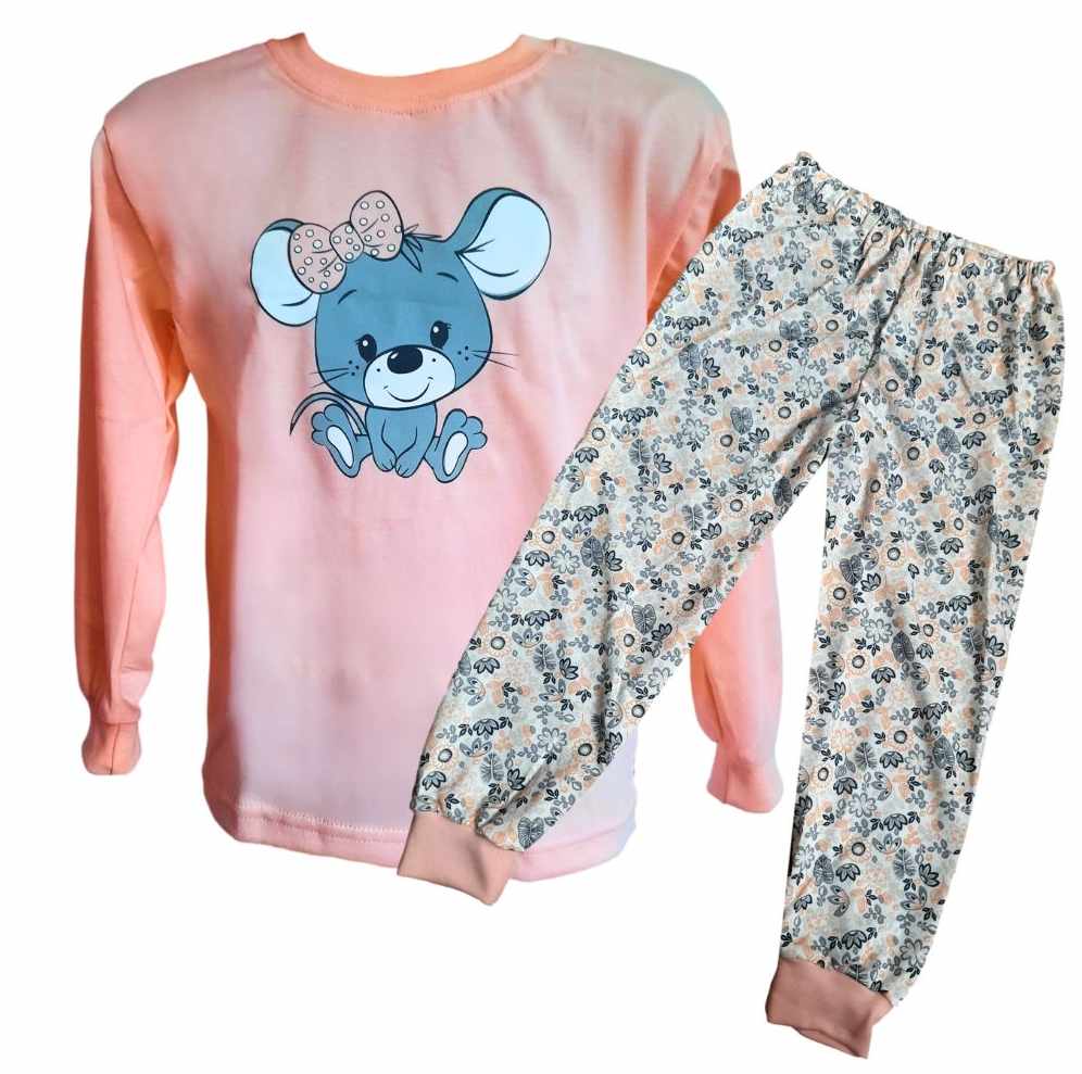 Dívčí pyžamo Betty Mode pastelově oranžové myška