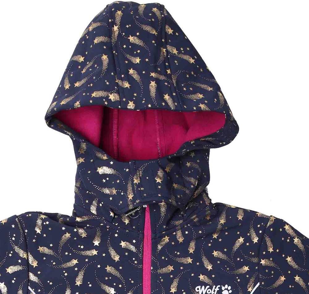 Dívčí softshellová bunda Wolf B2366 tmavě modrá se zlatými kometami 