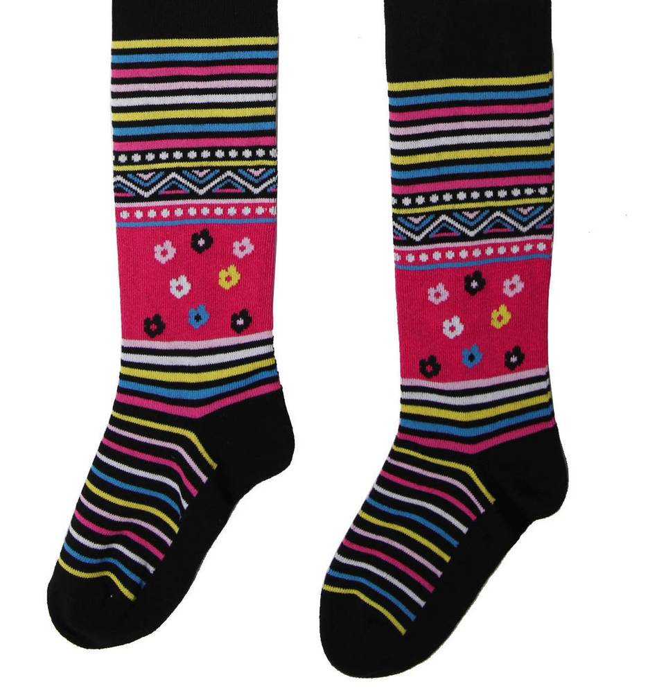 Dívčí punčocháče Wolf P2315 černé s kytičkami