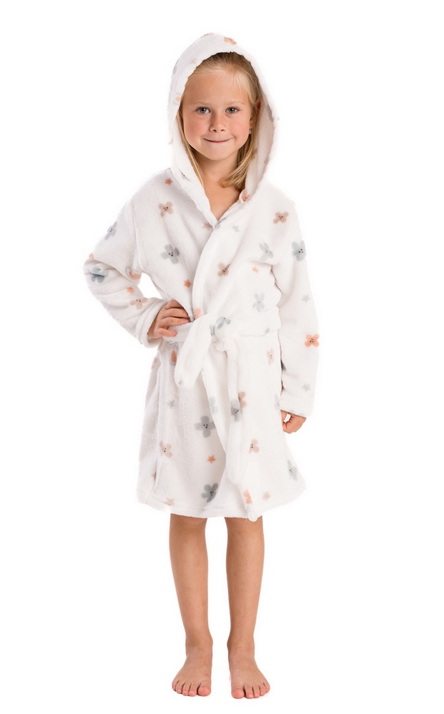 Dívčí župan Betty mode bílý kytičky