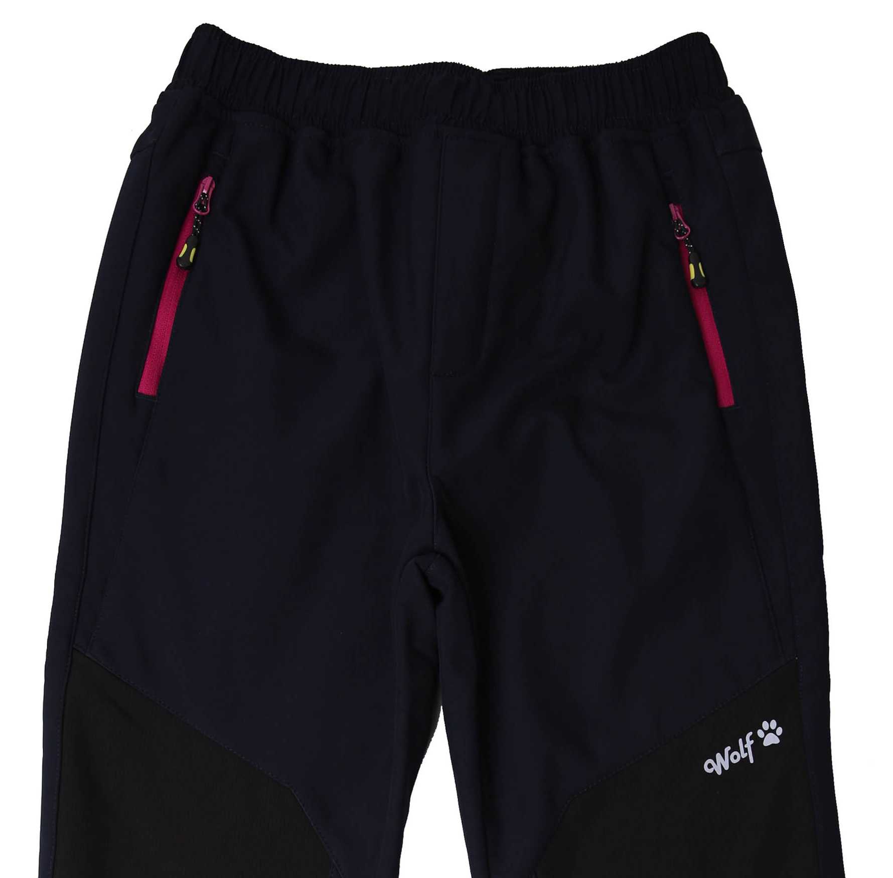 Dívčí softshellové kalhoty Wolf s fleecem B2395 tmavě modré s růžovou 