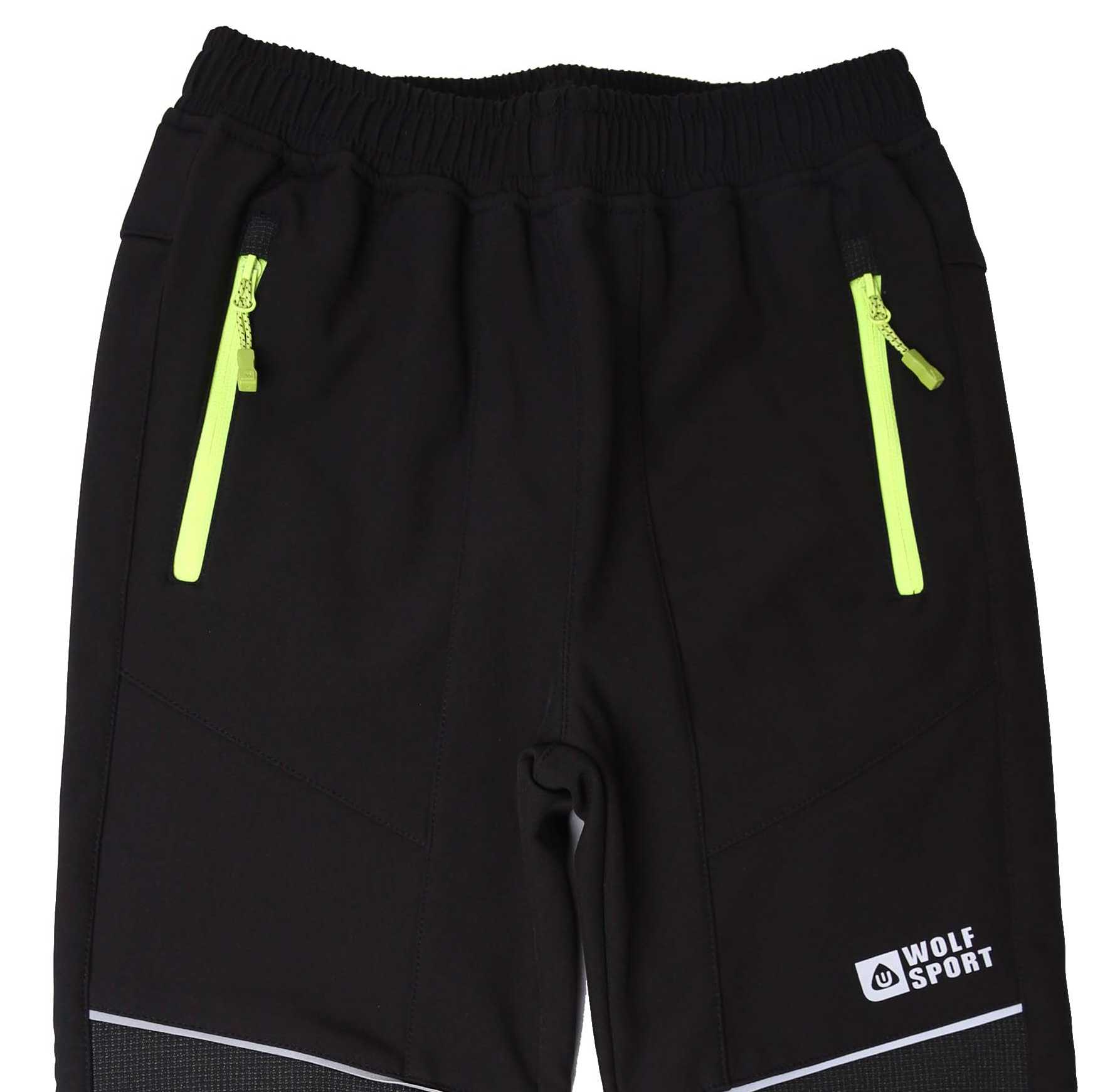 Dětské softshellové kalhoty Wolf s fleecem B2396 černé se žlutou