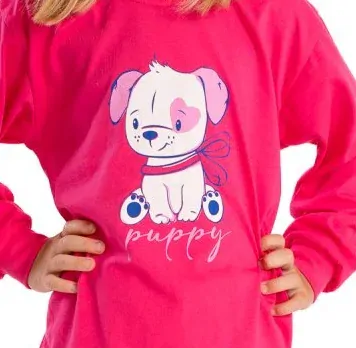 Dívčí pyžamo Betty Mode tmavě růžové - štěně