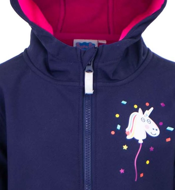 Dívčí softshellová bunda s fleecem Peppa Pig vel. 122/128 tmavě modrá s růžovou
