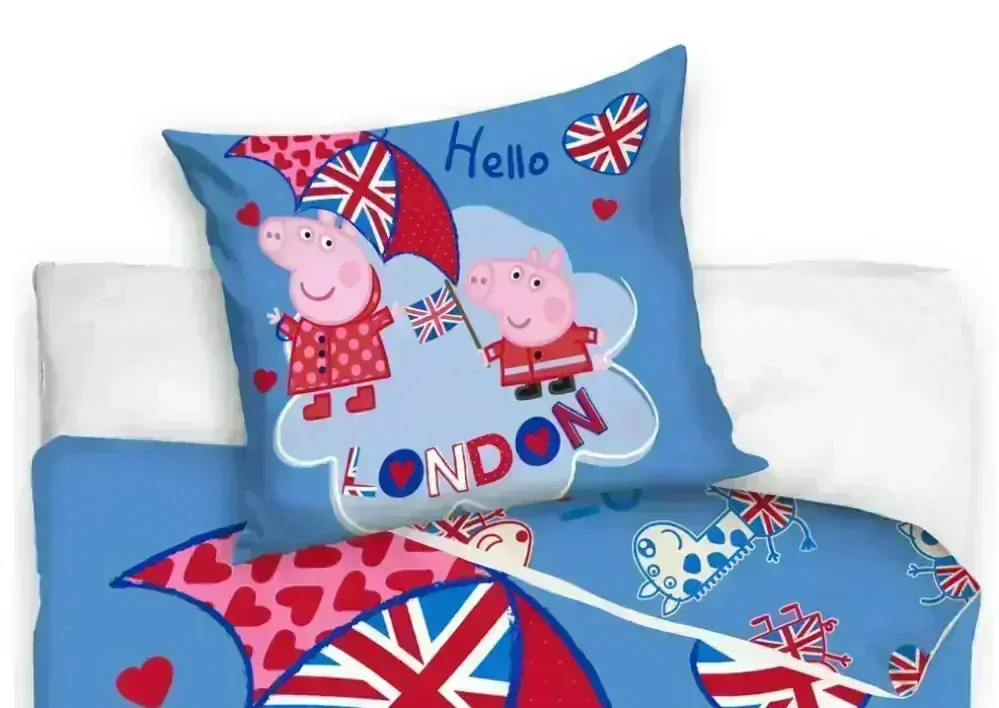 Povlečení Peppa Pig a George v Londýně 140x200/70x90 cm