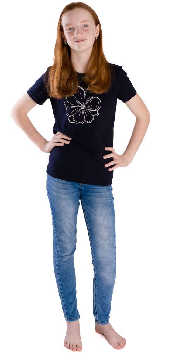 Dívčí tričko Betty mode tmavě modré s kytičkou