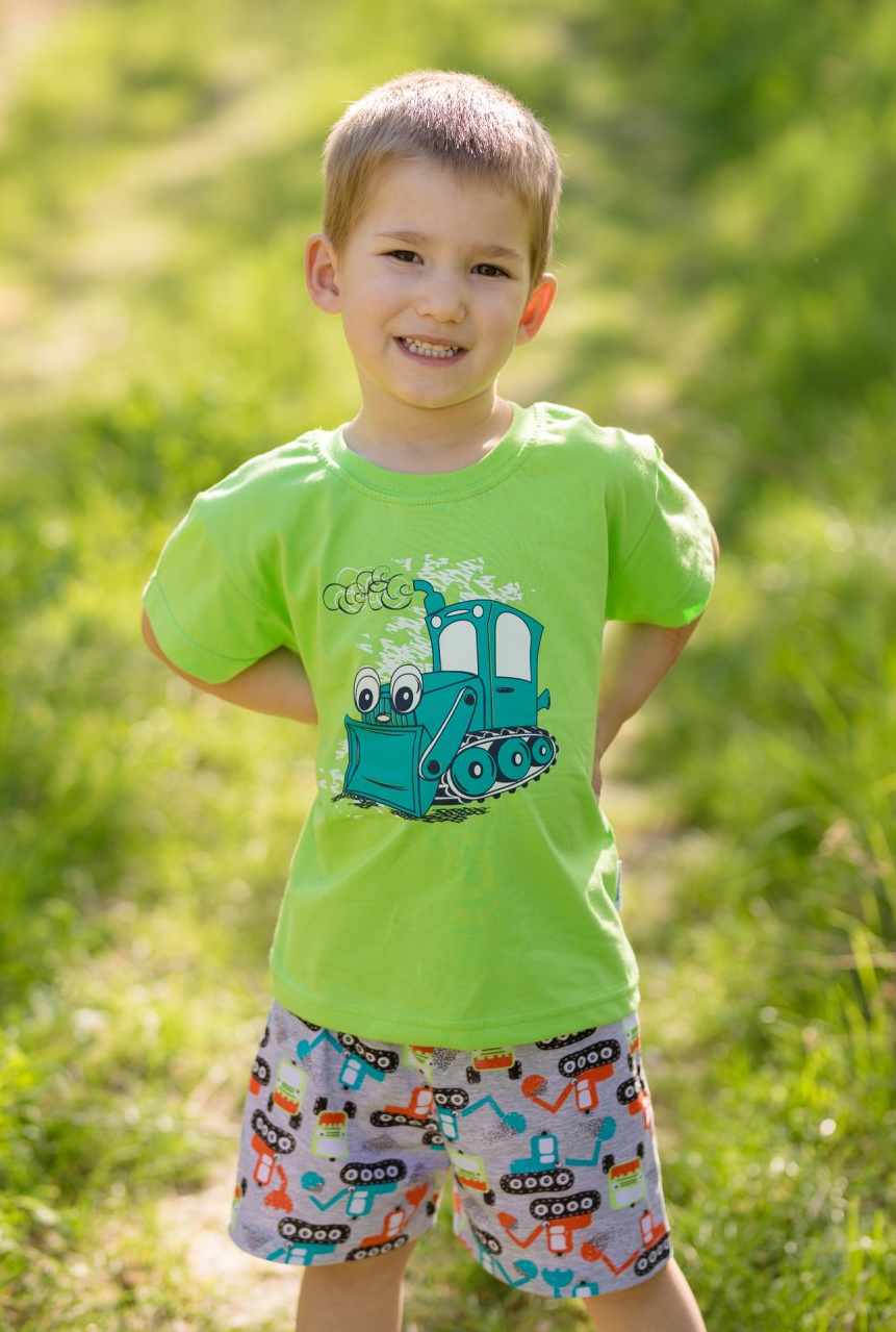 Chlapecké letní pyžamo Betty Mode vel. 104,122,128,134 zelené s bagrem