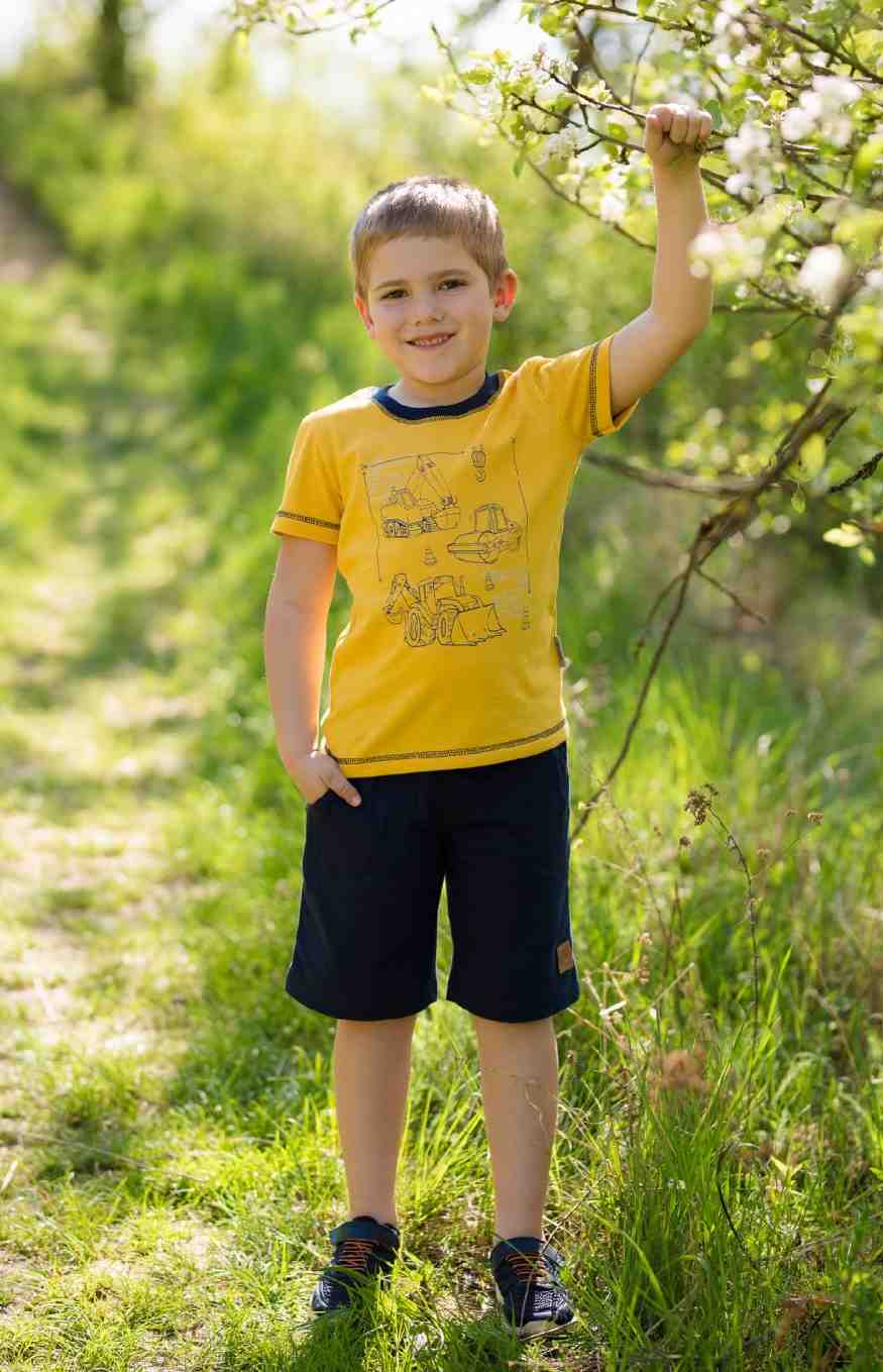 Chlapecké tričko Betty mode žluté traktor a bagr
