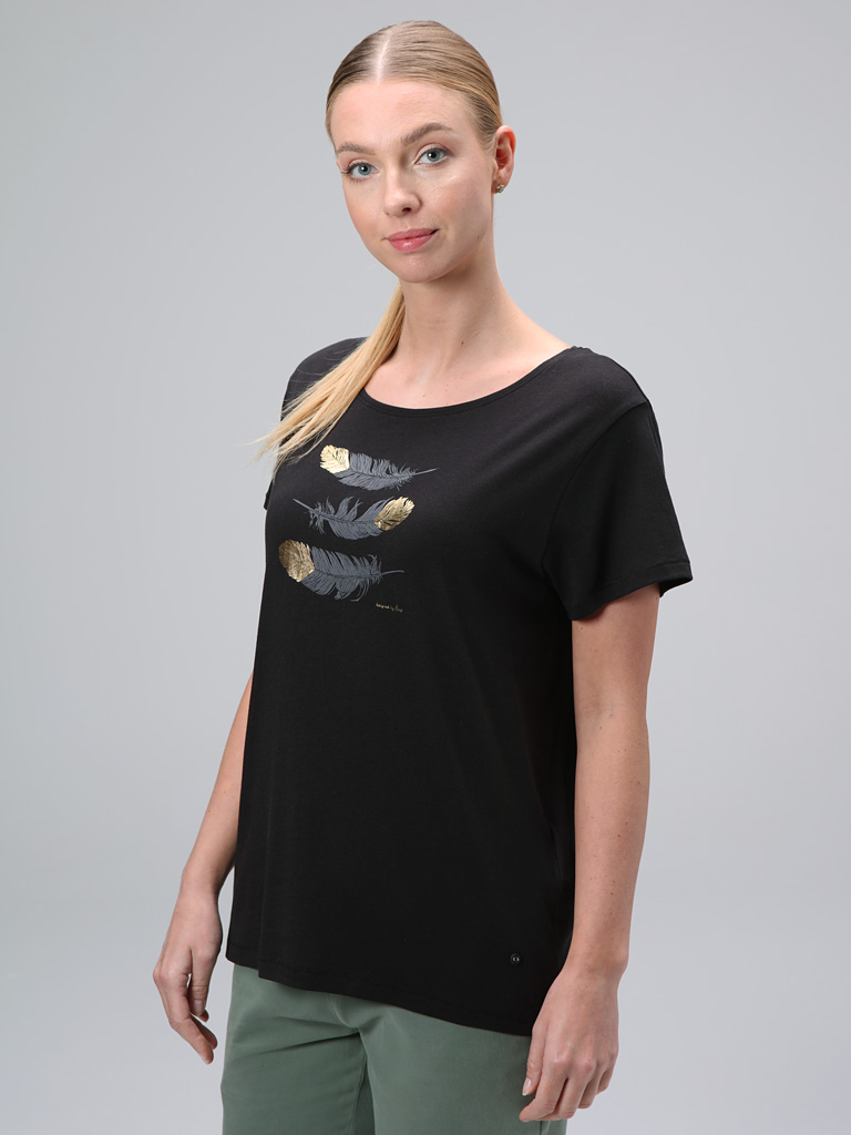 Dámské tričko Loap Asika s peříčky černé