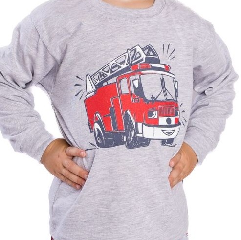 Chlapecké pyžamo Betty Mode šedé hasiči