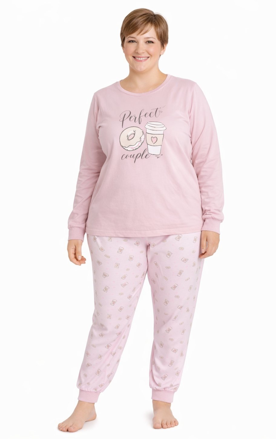 Dívčí a dámské pyžamo Betty Mode Donut starorůžové