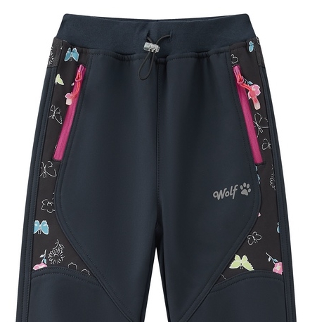 Dívčí softshellové kalhoty Wolf s fleecem B2491 tmavě modré