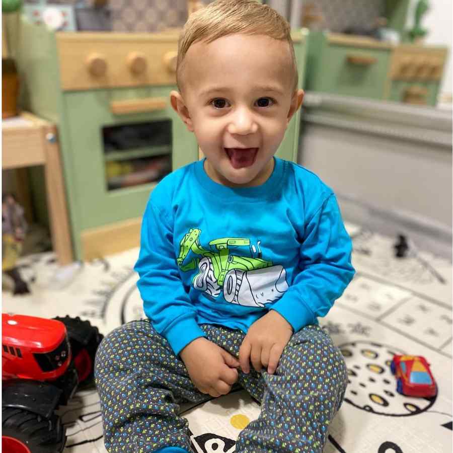 Chlapecké pyžamo Betty Mode bagr s radlicí tyrkys