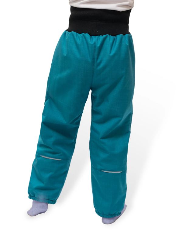 Dětské zimní softshellové oteplovačky Esito s umělým kožíškem petrolejové