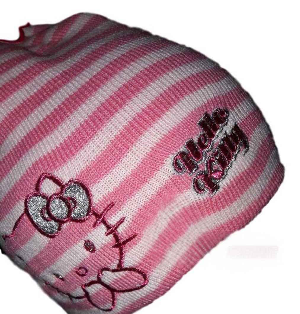 Sada čepice+rukavice Hello Kitty vel. 51-53 cm - růžová barva