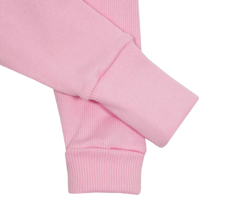 Rostoucí dívčí žebrované tepláčky Esito s kšandami růžové