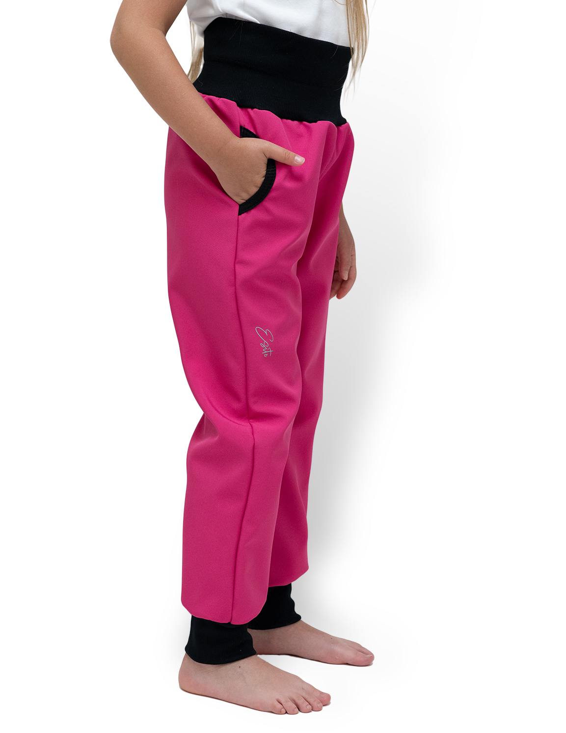 Dívčí rostoucí softshellové kalhoty Sport Esito s fleecem tmavě růžové