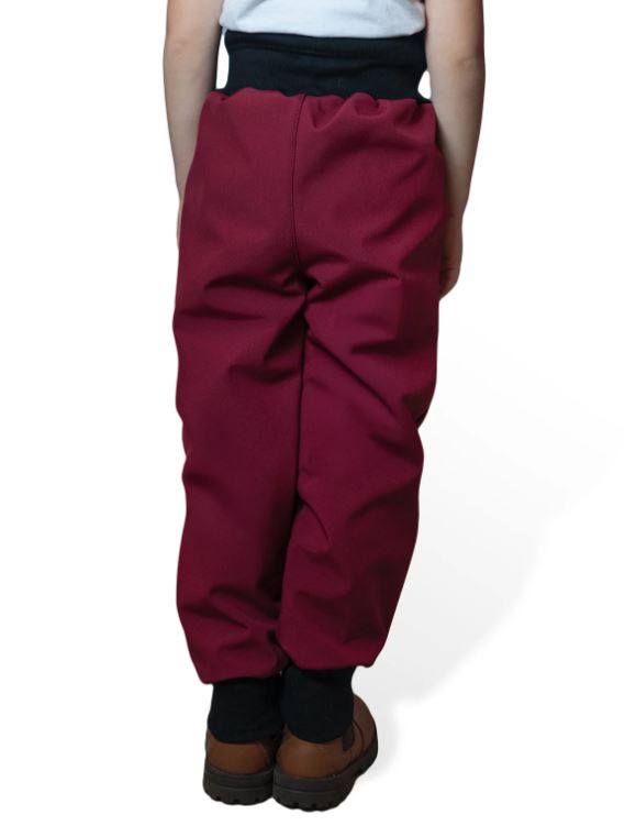 Dívčí rostoucí softshellové kalhoty Sport Esito s fleecem vínové