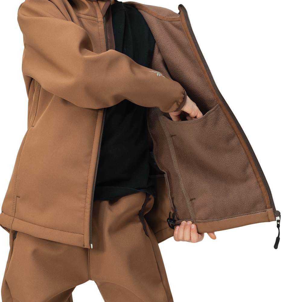 Dětská jarní/podzimní softshellová bunda Esito s fleecem duo hnědá 