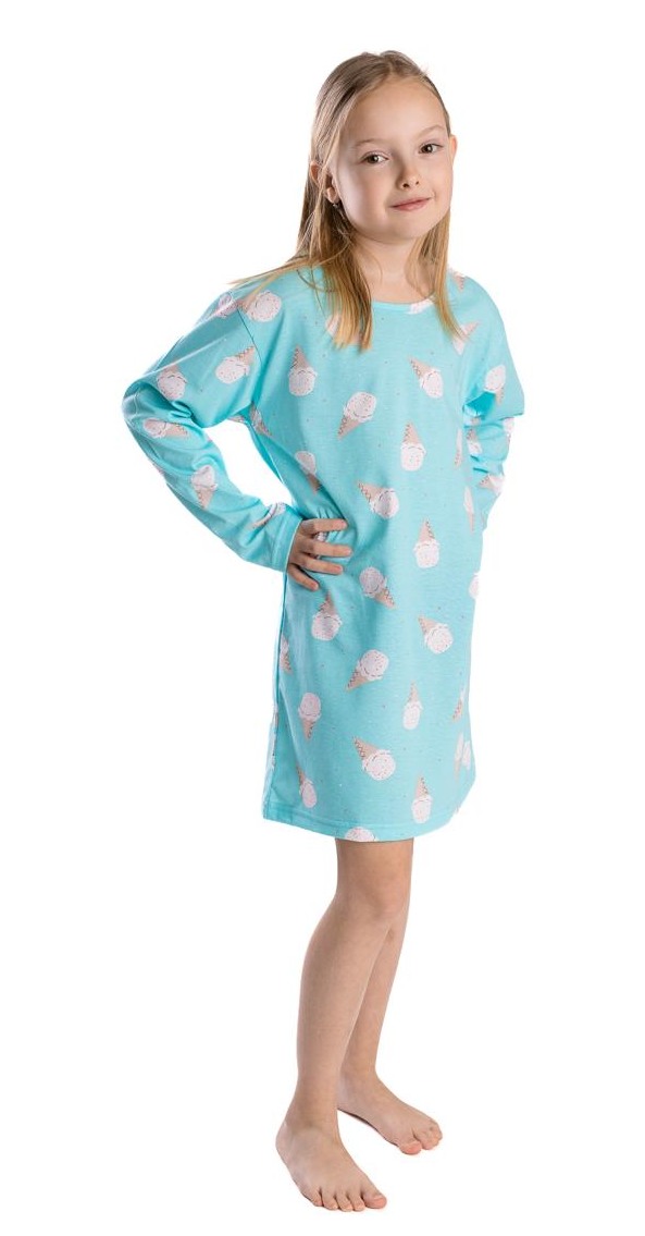 Dívčí noční košile Betty mode dlouhý rukáv sv. modrá zmrzliny