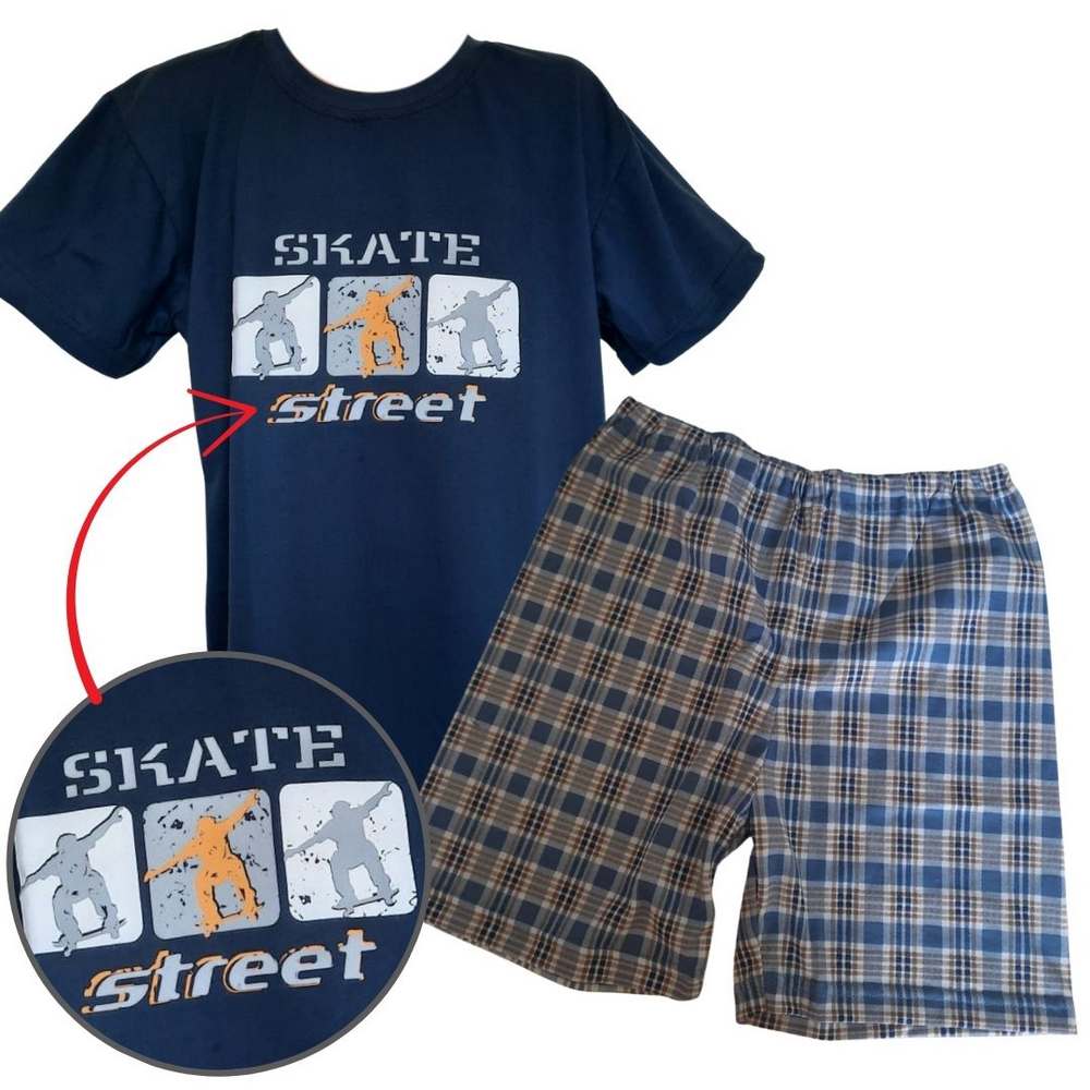 Chlapecké pyžamo Betty Mode letní tmavě modré SKATE street