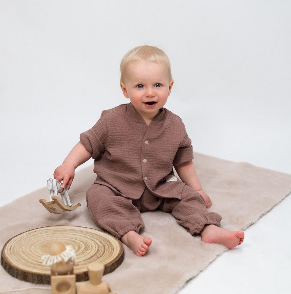 Dětské mušelínové kalhoty Esito Luca hnědé