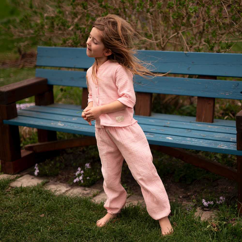 Dívčí mušelínové kalhoty Esito Luca růžové