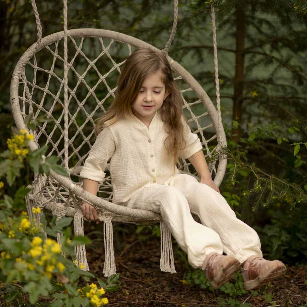 Dětské mušelínové kalhoty Esito Luca smetanové