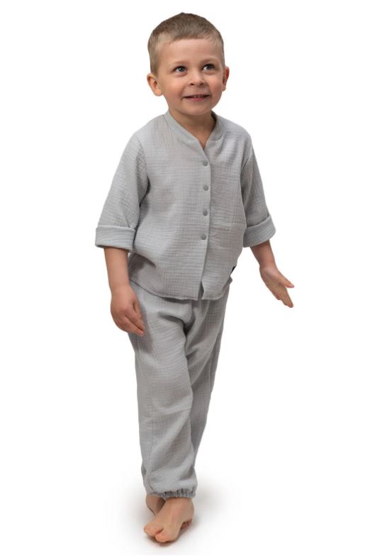 Dětské mušelínové kalhoty Esito Luca šedé