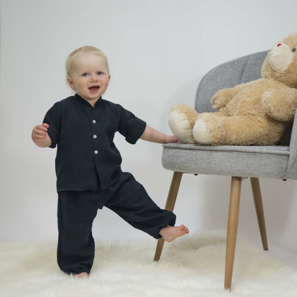 Dětské mušelínové kalhoty Esito Luca černé