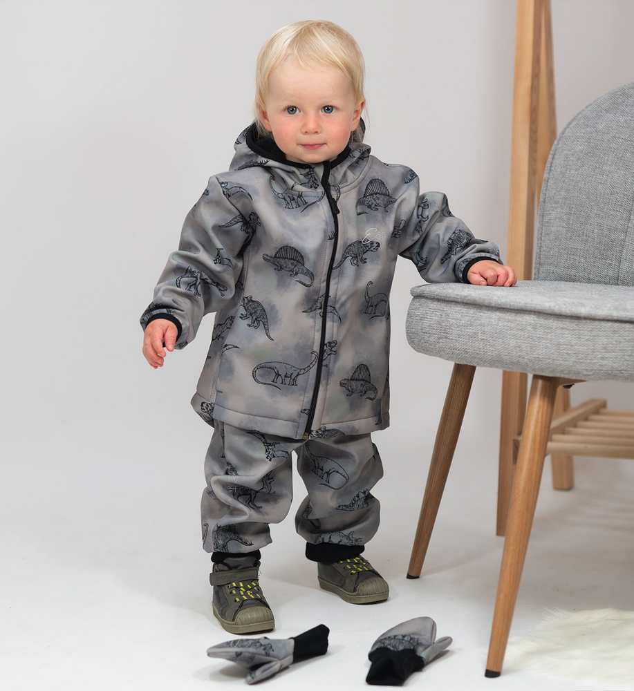 Dětská jarní/podzimní softshellová bunda Esito s fleecem šedá DINO