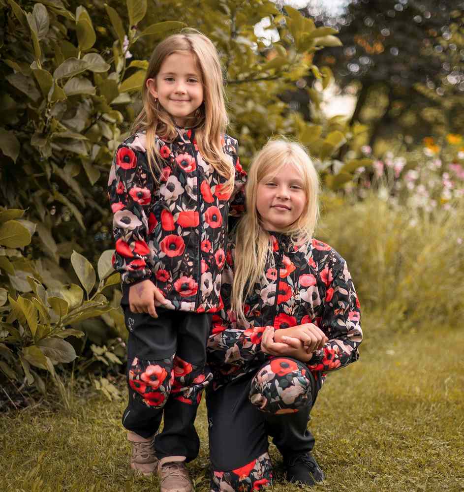 Dívčí softshellové kalhoty Esito s fleecem DUO VLČÍ MÁKY