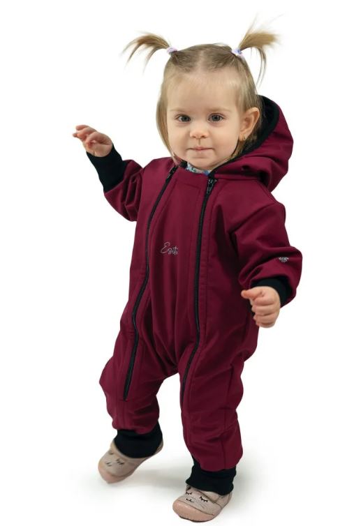 Rostoucí softshellová kombinéza Esito s fleecem vínová