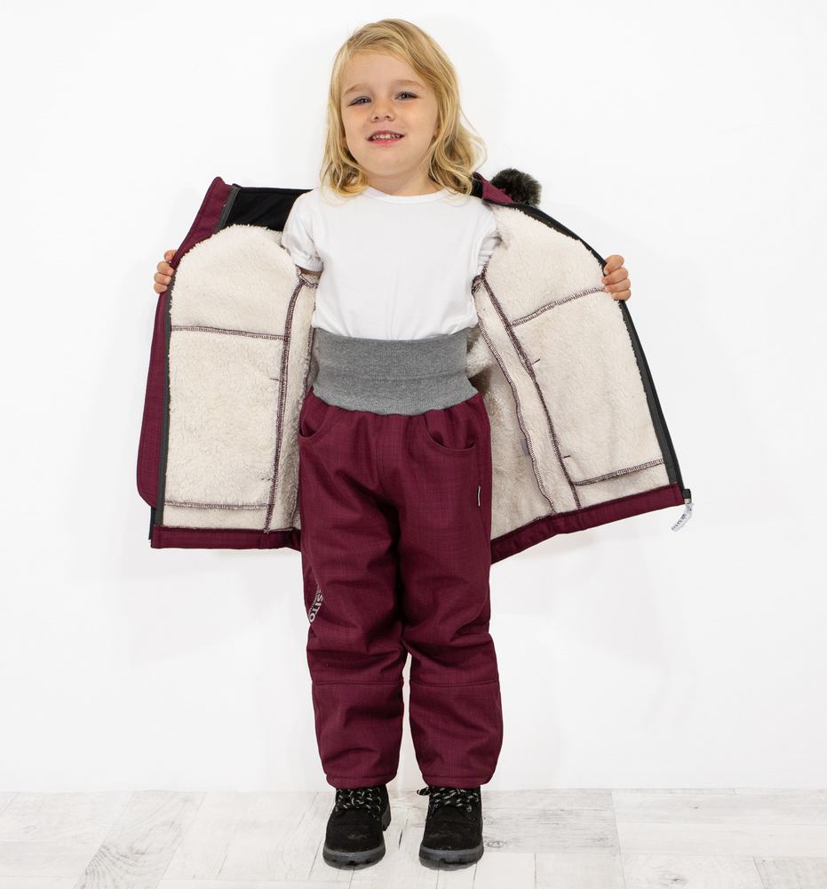 Dívčí zimní kabát Esito s umělým kožíškem vínový