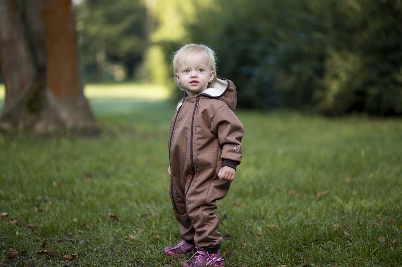 Dětská rostoucí zimní softshellová kombinéza Esito s umělým kožíškem - hnědá