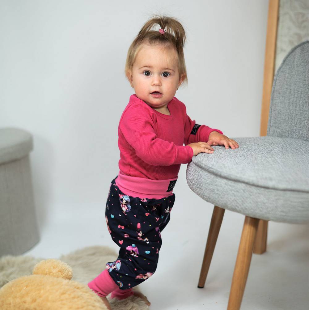 Dětské rostoucí body Esito žebrované tmavě růžové