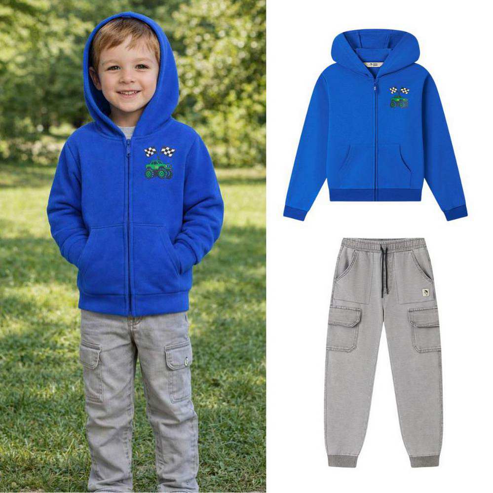 Chlapecká mikina Wolf & Wolfie M2651 s kapucí - modrá