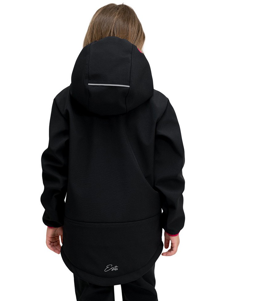 Dívčí jarní/podzimní softshellová bunda Esito s fleecem duo vel. 86-146 černá s tmavě růžovou