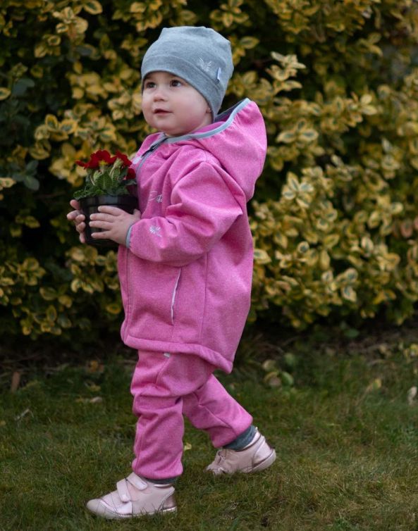 Dívčí jarní/podzimní softshellová bunda Esito s fleecem vel. 74-86 růžový melír