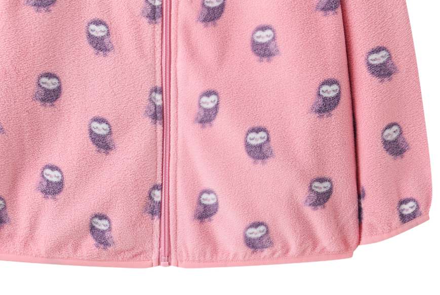 Dívčí fleecová mikina Wolf & Wolfie B2641A pastel. růžová sovičky