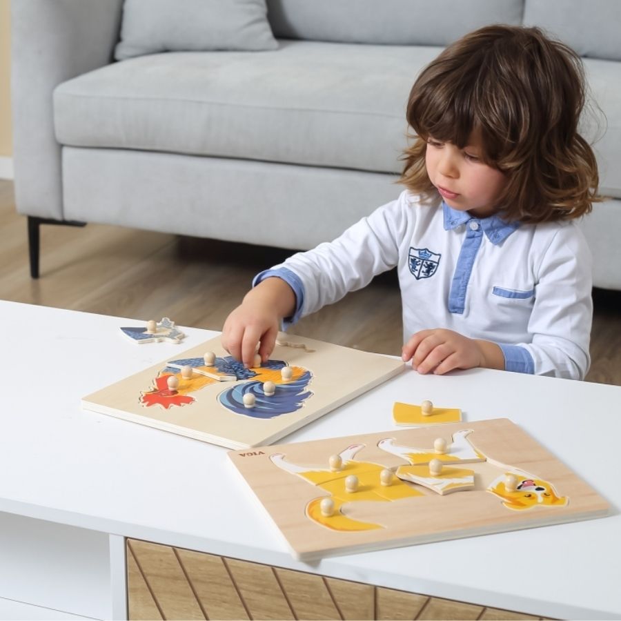 Dřevěná montessori vkládačka - puzzle Kohout