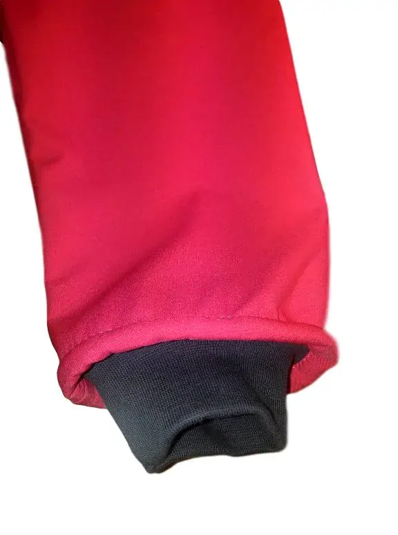 Dívčí softshellové kalhoty Unuo s fleecem tmavě růžové - květinky